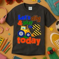Let's Dig And Play I'm 2 Two Today 2nd Birthday Party Excavator Kids T-Shirt