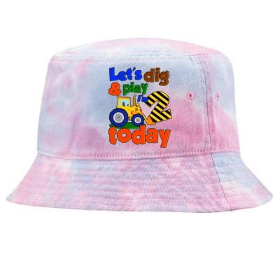 Let's Dig And Play I'm 2 Two Today 2nd Birthday Party Excavator Tie-Dyed Bucket Hat