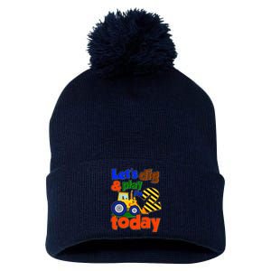 Let's Dig And Play I'm 2 Two Today 2nd Birthday Party Excavator Pom Pom 12in Knit Beanie