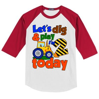 Let's Dig And Play I'm 2 Two Today 2nd Birthday Party Excavator Kids Colorblock Raglan Jersey