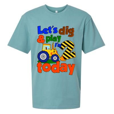 Let's Dig And Play I'm 2 Two Today 2nd Birthday Party Excavator Sueded Cloud Jersey T-Shirt