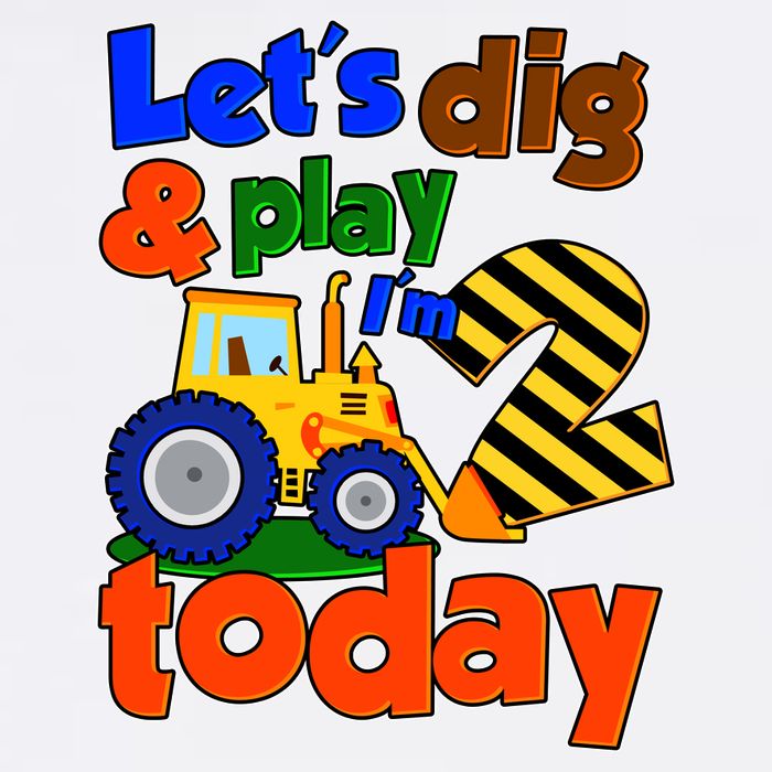 Let's Dig And Play I'm 2 Two Today 2nd Birthday Party Excavator Garment-Dyed Sweatshirt