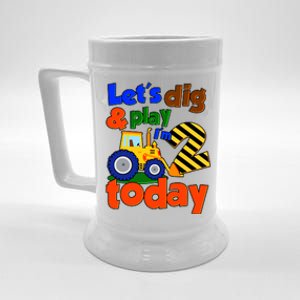 Let's Dig And Play I'm 2 Two Today 2nd Birthday Party Excavator Beer Stein