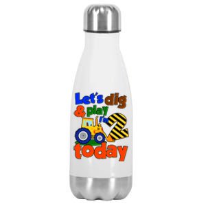 Let's Dig And Play I'm 2 Two Today 2nd Birthday Party Excavator Stainless Steel Insulated Water Bottle