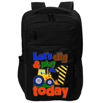 Let's Dig And Play I'm 1 One Today 1st Birthday Party Excavator Impact Tech Backpack