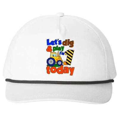 Let's Dig And Play I'm 1 One Today 1st Birthday Party Excavator Snapback Five-Panel Rope Hat