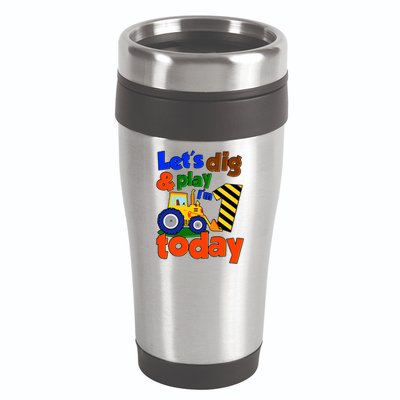 Let's Dig And Play I'm 1 One Today 1st Birthday Party Excavator 16oz Travel Tumbler