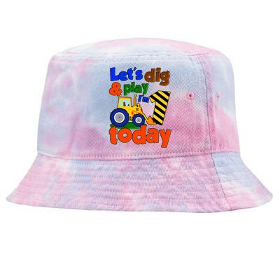 Let's Dig And Play I'm 1 One Today 1st Birthday Party Excavator Tie-Dyed Bucket Hat