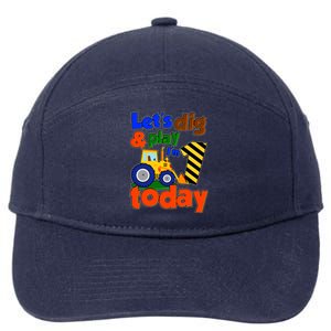 Let's Dig And Play I'm 1 One Today 1st Birthday Party Excavator 7-Panel Snapback Hat