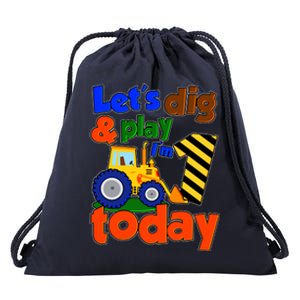 Let's Dig And Play I'm 1 One Today 1st Birthday Party Excavator Drawstring Bag