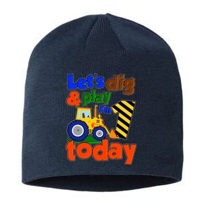 Let's Dig And Play I'm 1 One Today 1st Birthday Party Excavator Sustainable Beanie