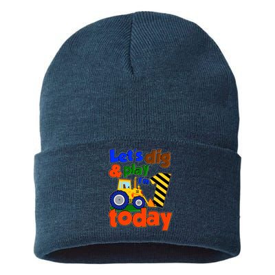 Let's Dig And Play I'm 1 One Today 1st Birthday Party Excavator Sustainable Knit Beanie