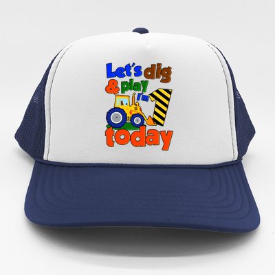 Let's Dig And Play I'm 1 One Today 1st Birthday Party Excavator Trucker Hat