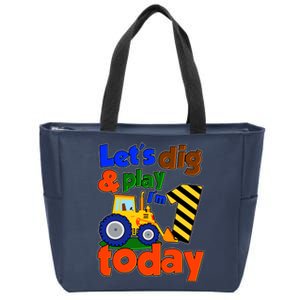 Let's Dig And Play I'm 1 One Today 1st Birthday Party Excavator Zip Tote Bag