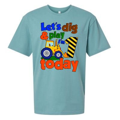 Let's Dig And Play I'm 1 One Today 1st Birthday Party Excavator Sueded Cloud Jersey T-Shirt