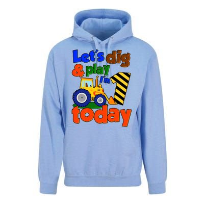 Let's Dig And Play I'm 1 One Today 1st Birthday Party Excavator Unisex Surf Hoodie