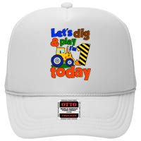 Let's Dig And Play I'm 1 One Today 1st Birthday Party Excavator High Crown Mesh Back Trucker Hat