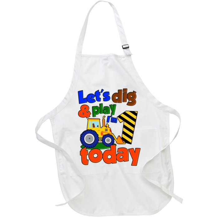 Let's Dig And Play I'm 1 One Today 1st Birthday Party Excavator Apron