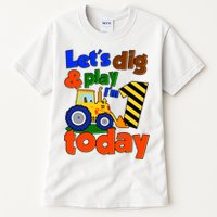 Let's Dig And Play I'm 1 One Today 1st Birthday Party Excavator Tall T-Shirt