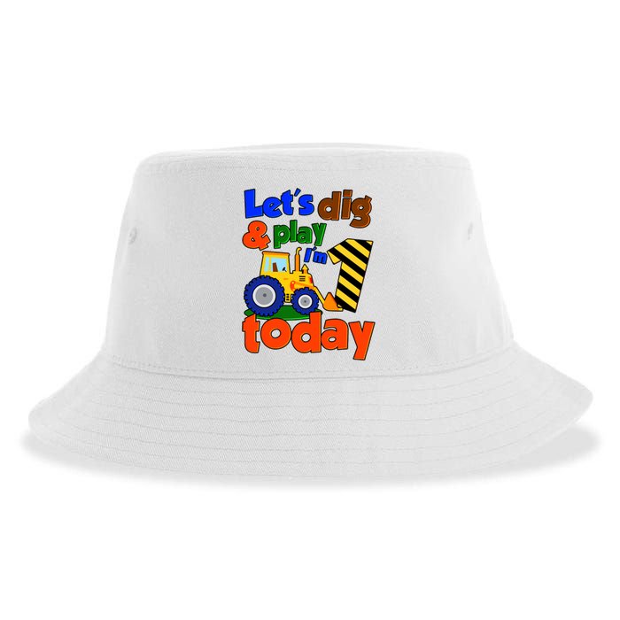 Let's Dig And Play I'm 1 One Today 1st Birthday Party Excavator Sustainable Bucket Hat