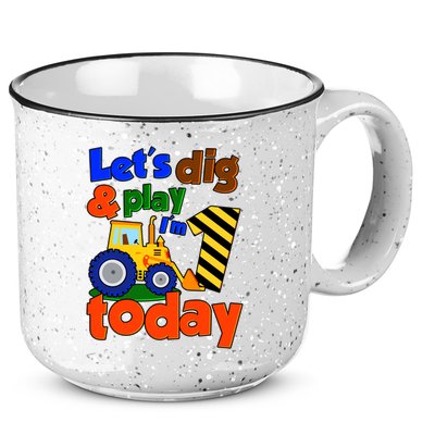 Let's Dig And Play I'm 1 One Today 1st Birthday Party Excavator 15oz Campfire Ceramic Mug