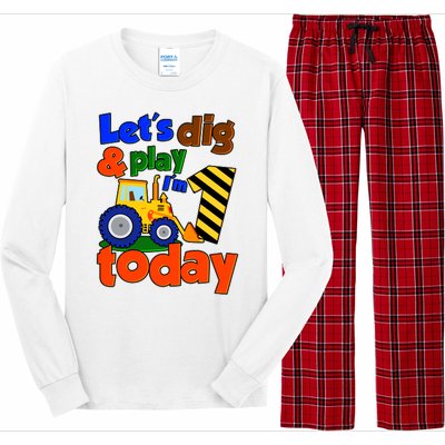 Let's Dig And Play I'm 1 One Today 1st Birthday Party Excavator Long Sleeve Pajama Set