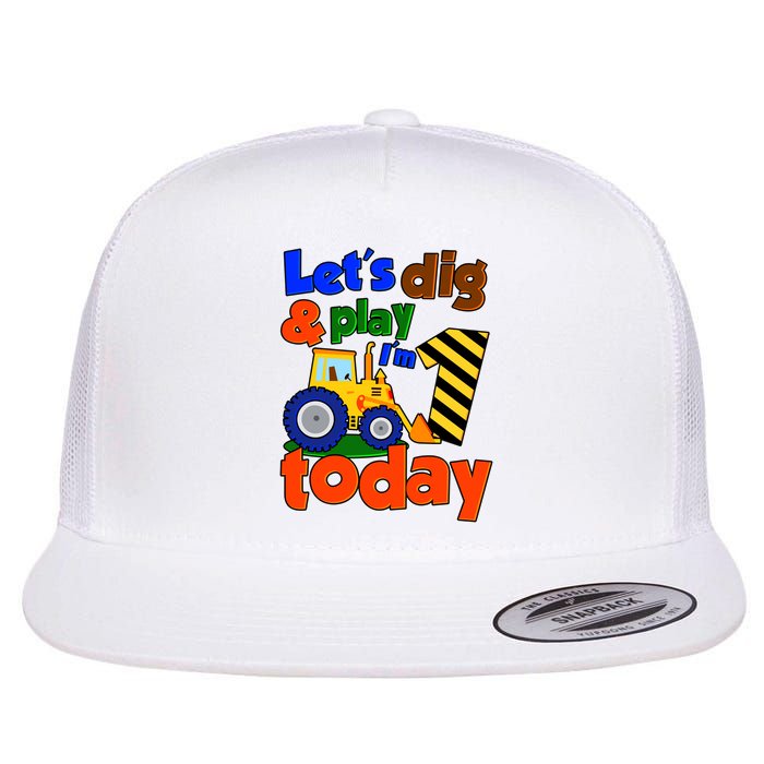 Let's Dig And Play I'm 1 One Today 1st Birthday Party Excavator Flatbill Hat
