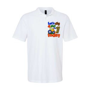 Let's Dig And Play I'm 1 One Today 1st Birthday Party Excavator Softstyle Adult Sport Polo