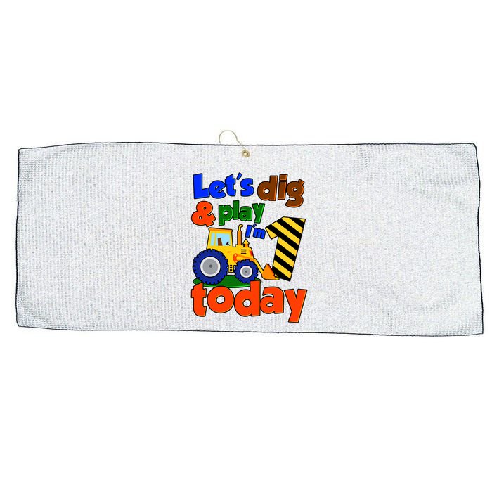 Let's Dig And Play I'm 1 One Today 1st Birthday Party Excavator Large Microfiber Waffle Golf Towel