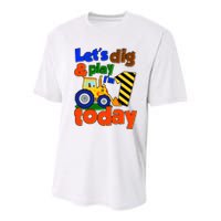 Let's Dig And Play I'm 1 One Today 1st Birthday Party Excavator Youth Performance Sprint T-Shirt
