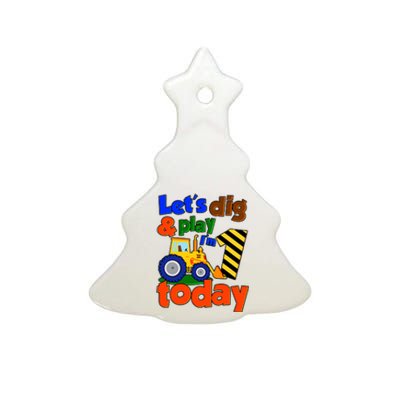 Let's Dig And Play I'm 1 One Today 1st Birthday Party Excavator Ceramic Tree Ornament