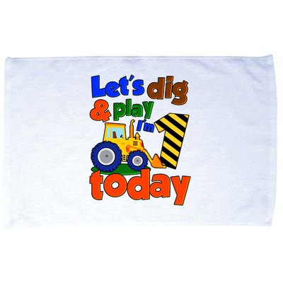 Let's Dig And Play I'm 1 One Today 1st Birthday Party Excavator Microfiber Hand Towel