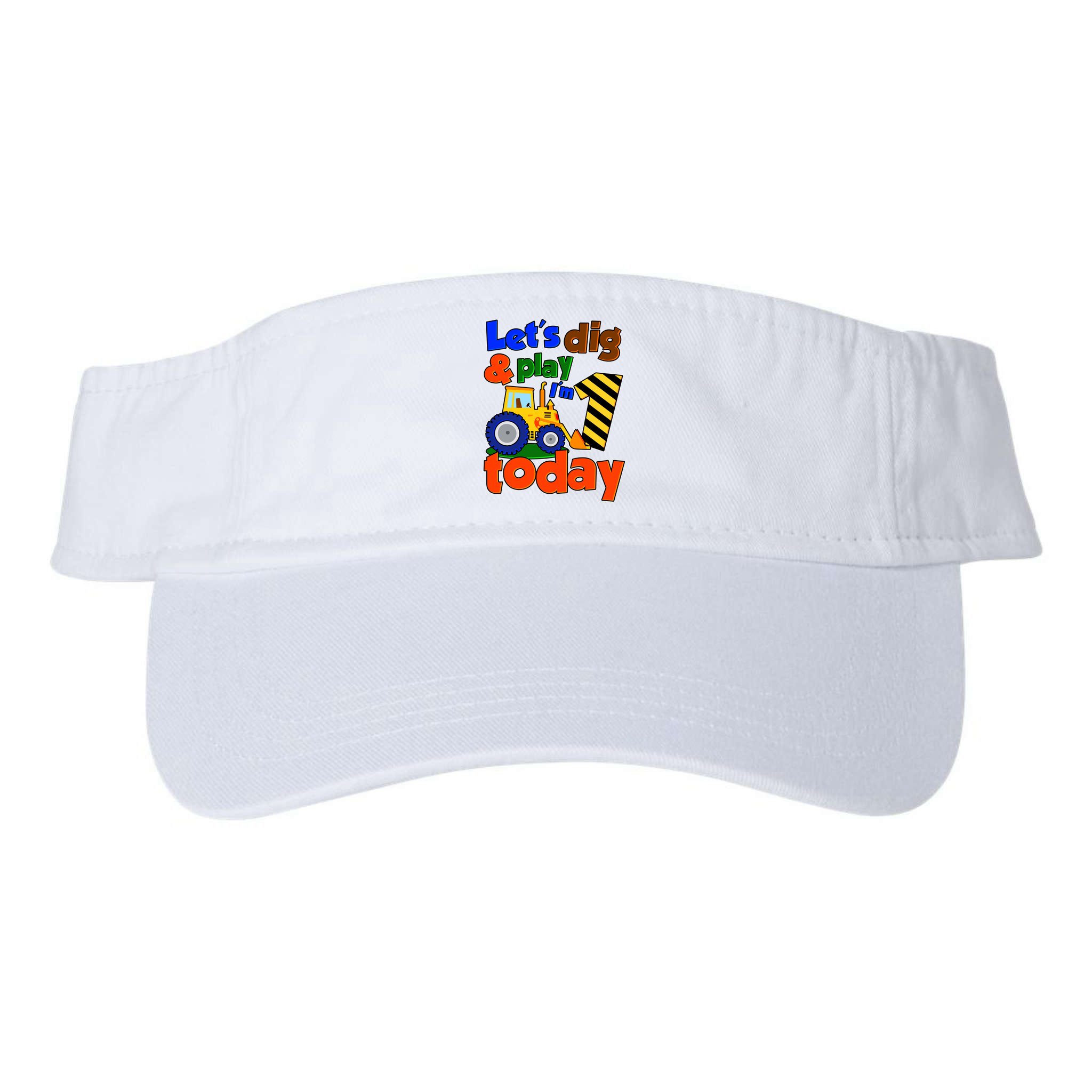 Let's Dig And Play I'm 1 One Today 1st Birthday Party Excavator Visor
