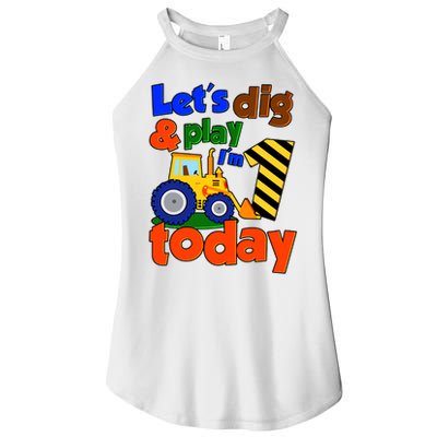 Let's Dig And Play I'm 1 One Today 1st Birthday Party Excavator Women's Perfect Tri Rocker Tank