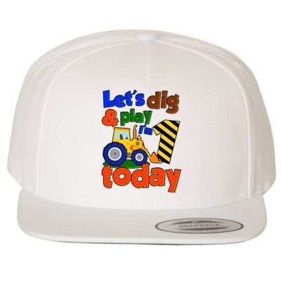 Let's Dig And Play I'm 1 One Today 1st Birthday Party Excavator Wool Snapback Cap