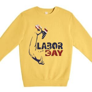 Labor Day America Flag Laborer Gift Happy Labor Day Gift Premium Crewneck Sweatshirt