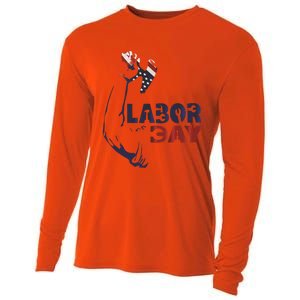 Labor Day America Flag Laborer Gift Happy Labor Day Gift Cooling Performance Long Sleeve Crew