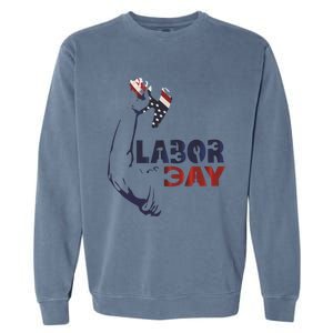 Labor Day America Flag Laborer Gift Happy Labor Day Gift Garment-Dyed Sweatshirt