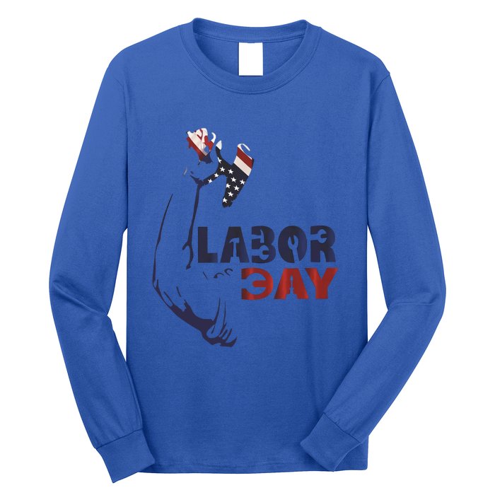 Labor Day America Flag Laborer Gift Happy Labor Day Gift Long Sleeve Shirt