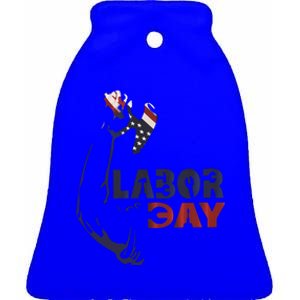 Labor Day America Flag Laborer Gift Happy Labor Day Gift Ceramic Bell Ornament