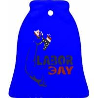 Labor Day America Flag Laborer Gift Happy Labor Day Gift Ceramic Bell Ornament