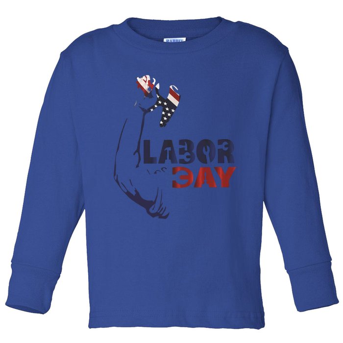 Labor Day America Flag Laborer Gift Happy Labor Day Gift Toddler Long Sleeve Shirt