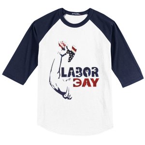 Labor Day America Flag Laborer Gift Happy Labor Day Gift Baseball Sleeve Shirt