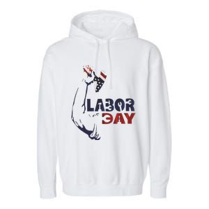 Labor Day America Flag Laborer Gift Happy Labor Day Gift Garment-Dyed Fleece Hoodie