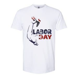 Labor Day America Flag Laborer Gift Happy Labor Day Gift Softstyle CVC T-Shirt