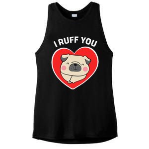 Lucky Dog Animal Rescue I Ruff You Valentine's Day Ladies PosiCharge Tri-Blend Wicking Tank