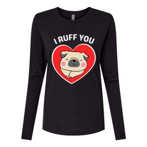 Lucky Dog Animal Rescue I Ruff You Valentine's Day Womens Cotton Relaxed Long Sleeve T-Shirt