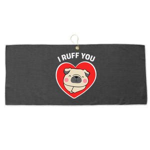 Lucky Dog Animal Rescue I Ruff You Valentine's Day Large Microfiber Waffle Golf Towel