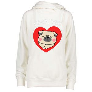 Lucky Dog Animal Rescue I Ruff You Valentine's Day Womens Funnel Neck Pullover Hood