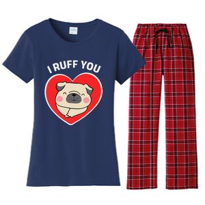 Lucky Dog Animal Rescue I Ruff You Valentine's Day Women's Flannel Pajama Set